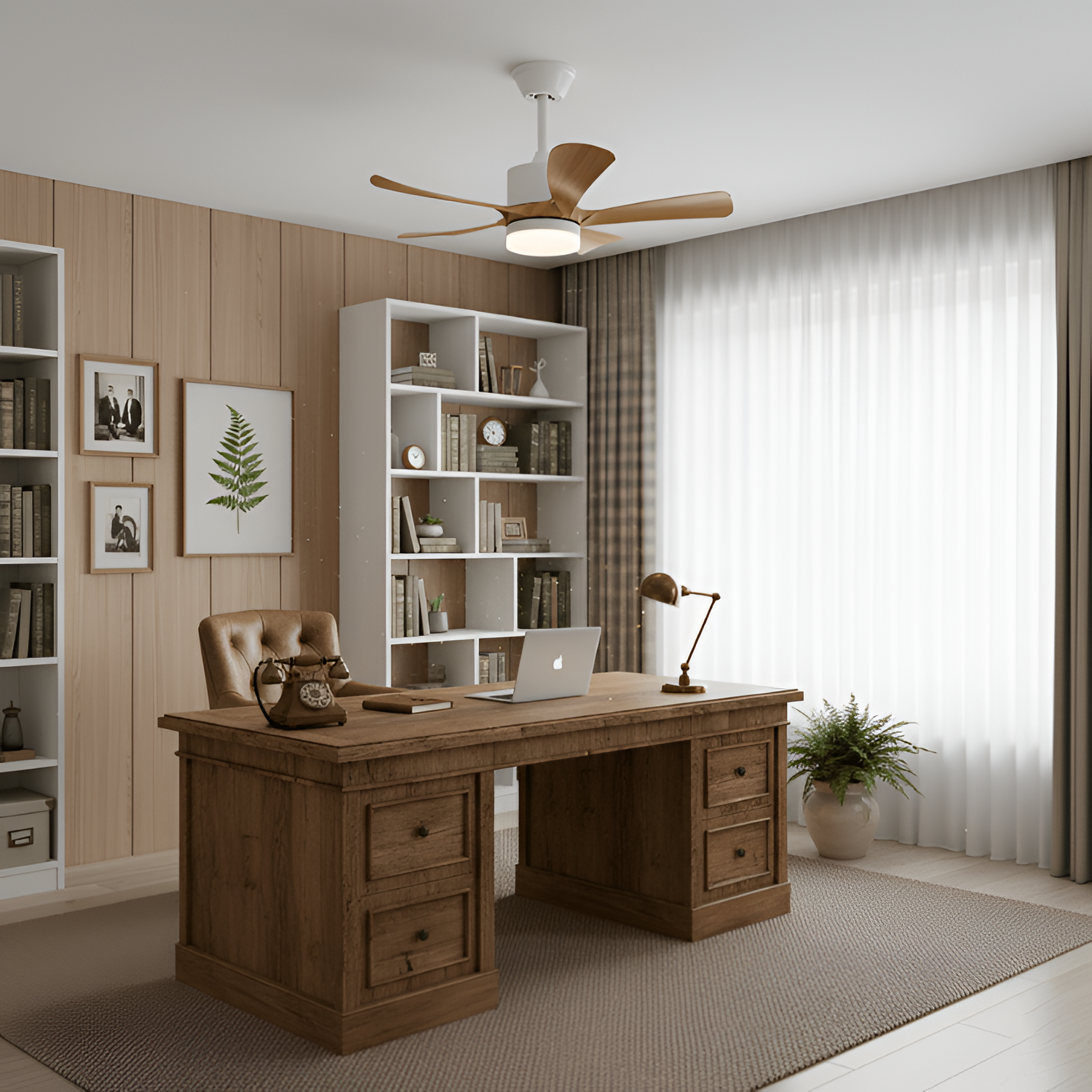 Ventilador de Techo con Aspas Curvas Minimalista - Regulable