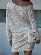 Mini Vestido De Lentejuelas Con Hombros Descubiertos Para Mujer - Cena