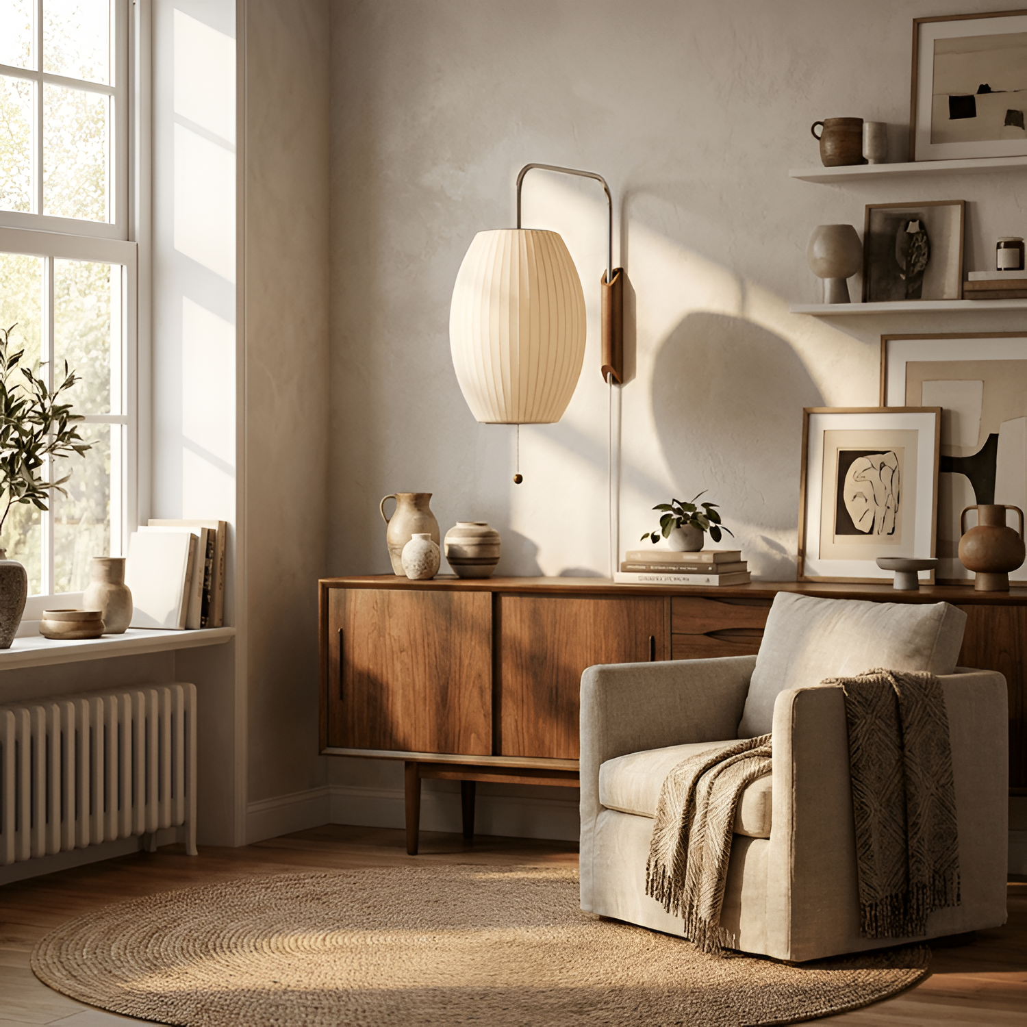 Aplique Pared Minimalista Mid-Century - Brazo Móvil
