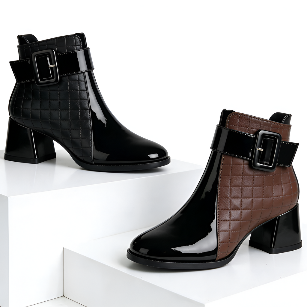 Botines de Tacón en Bloque con Acolchado para Mujer - Fiesta de Cóctel