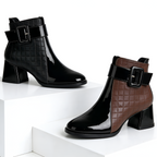 Botines de Tacón en Bloque con Acolchado para Mujer - Fiesta de Cóctel