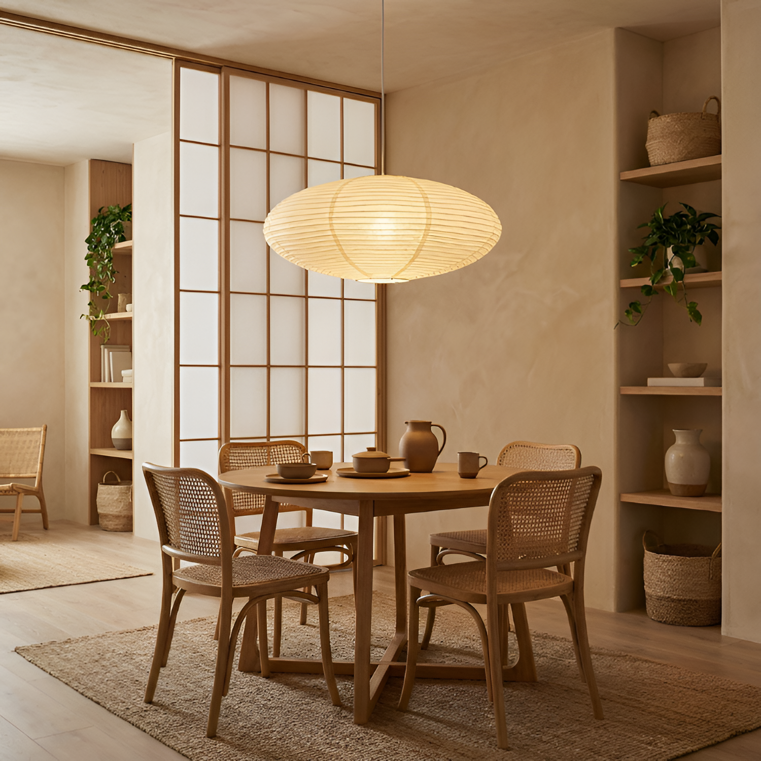 Lámpara Colgante Ovalada De Papel - Lámpara Colgante Estilo Washi Para El Comedor