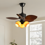 Ventilador de Techo con Hojas de Palma Tropical - Luz Integrada