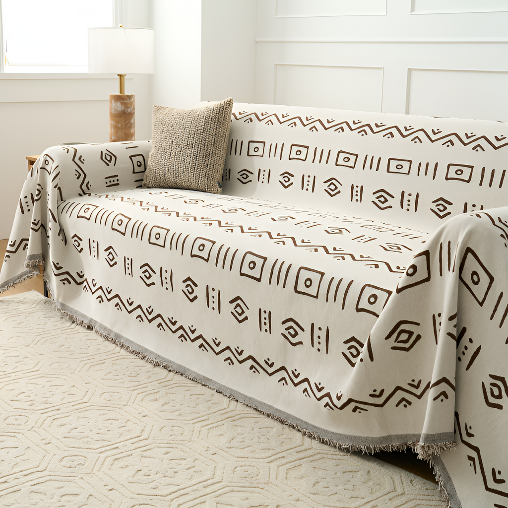 Manta Decorativa con Flecos - Cubresofá Estilo Tribal