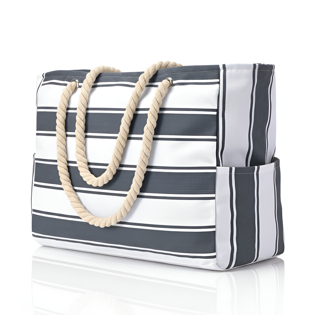 Bolsa de Lona a Rayas para Viaje y Playa - Amplia