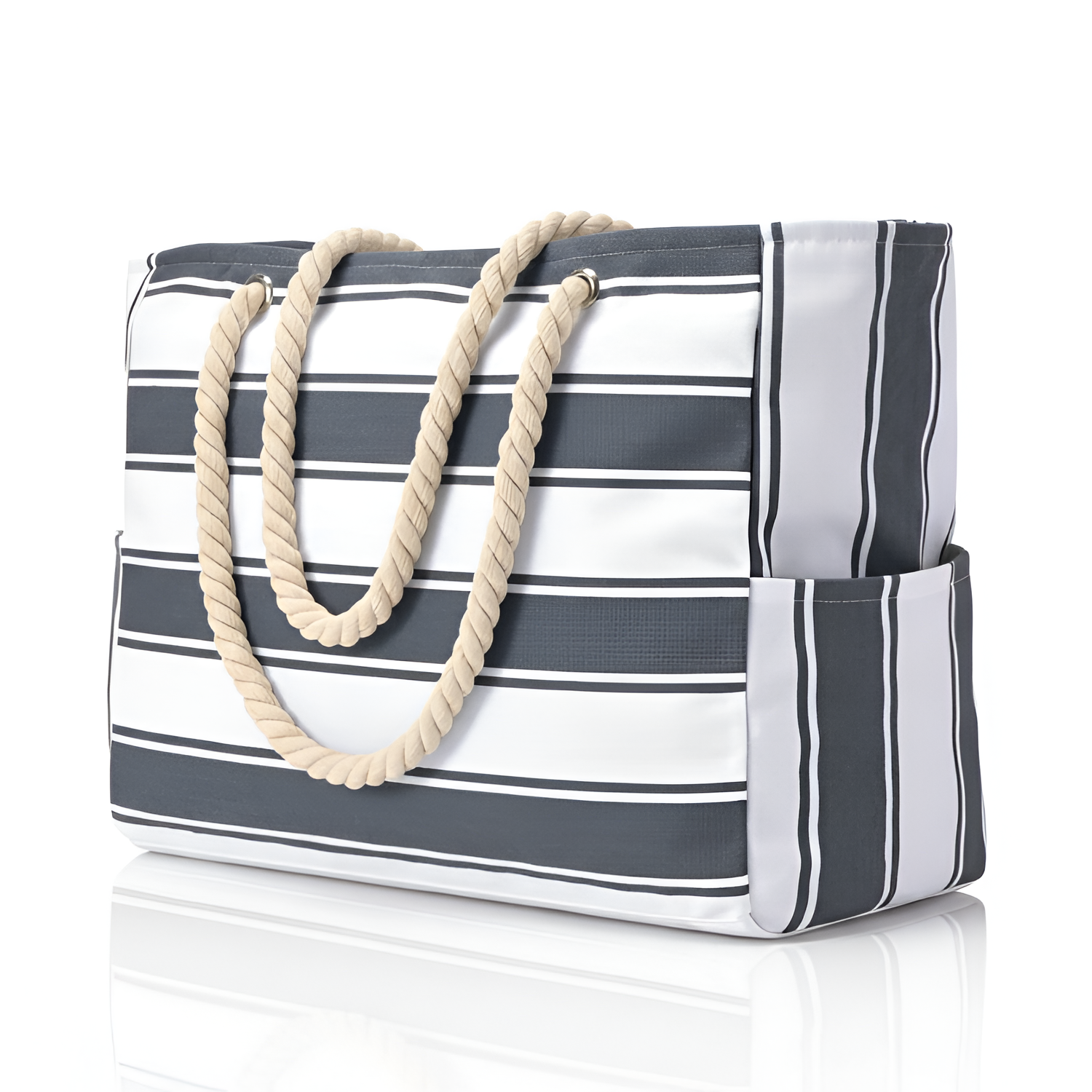 Bolsa de Lona a Rayas para Viaje y Playa - Amplia