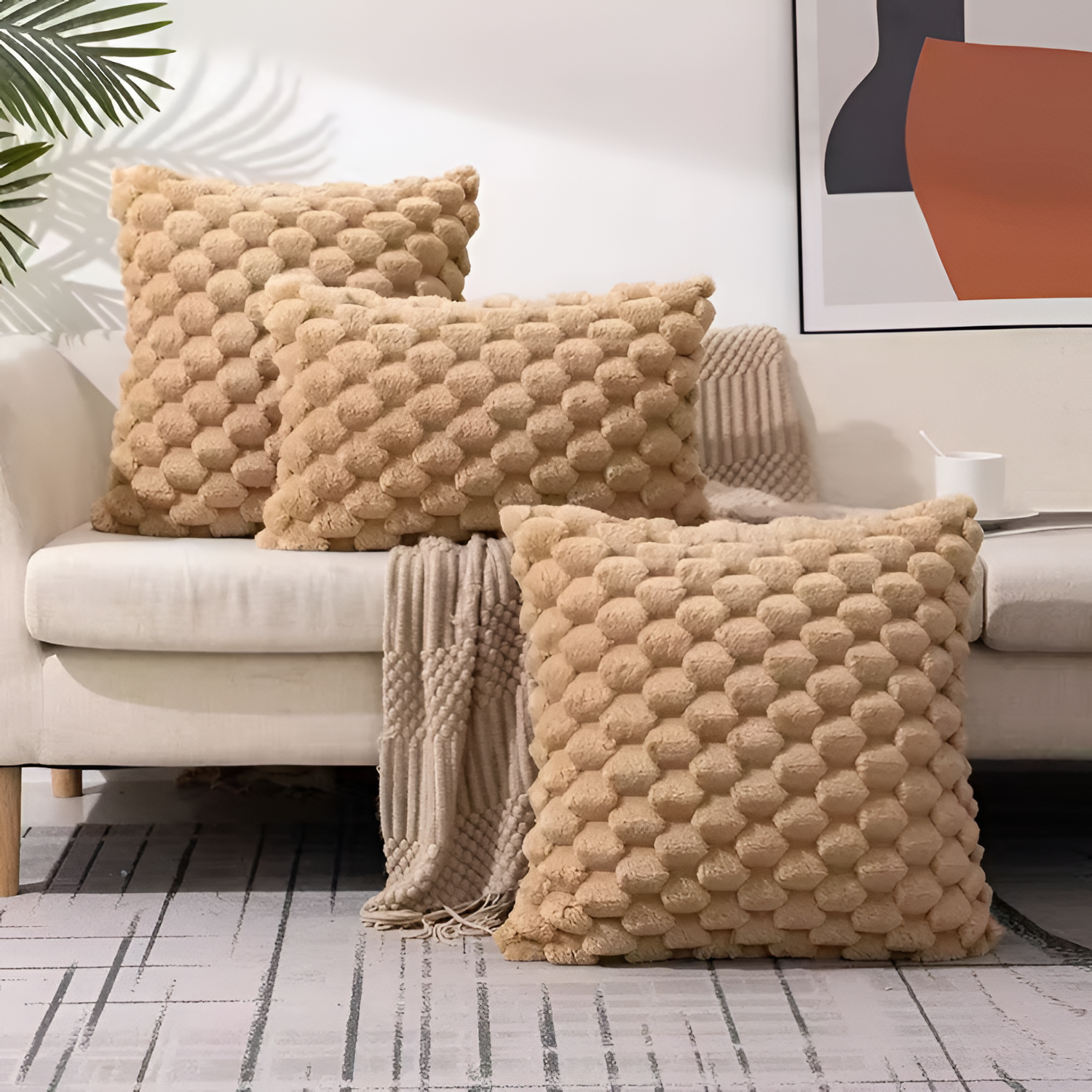 Funda de Cojín con Textura Relieve - Decoración de Hogar