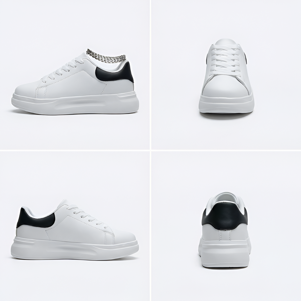 Zapatillas Deportivas Blancas Lisas con Cordones para Mujer - Brunch de Fin de Semana