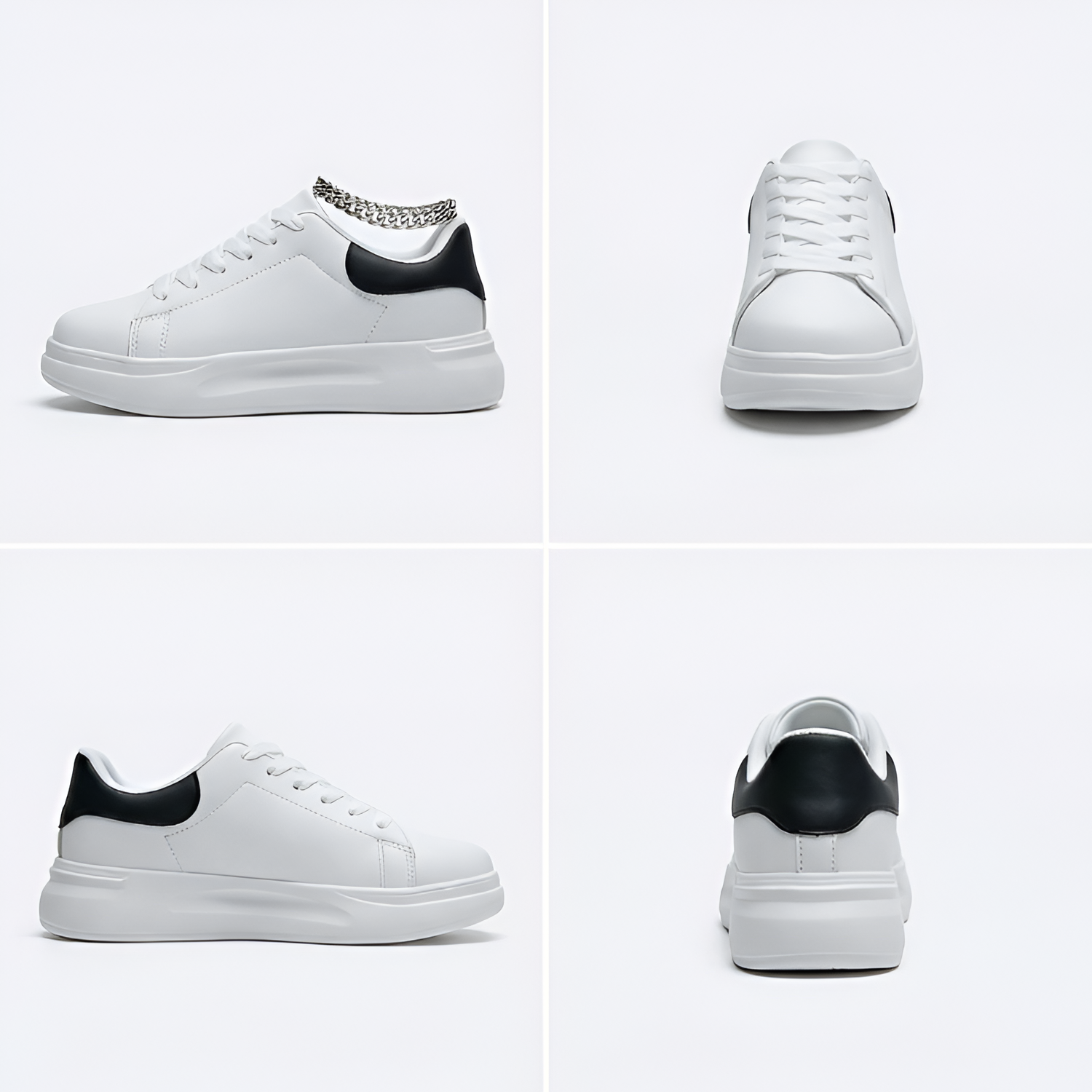 Zapatillas Deportivas Blancas Lisas con Cordones para Mujer - Brunch de Fin de Semana