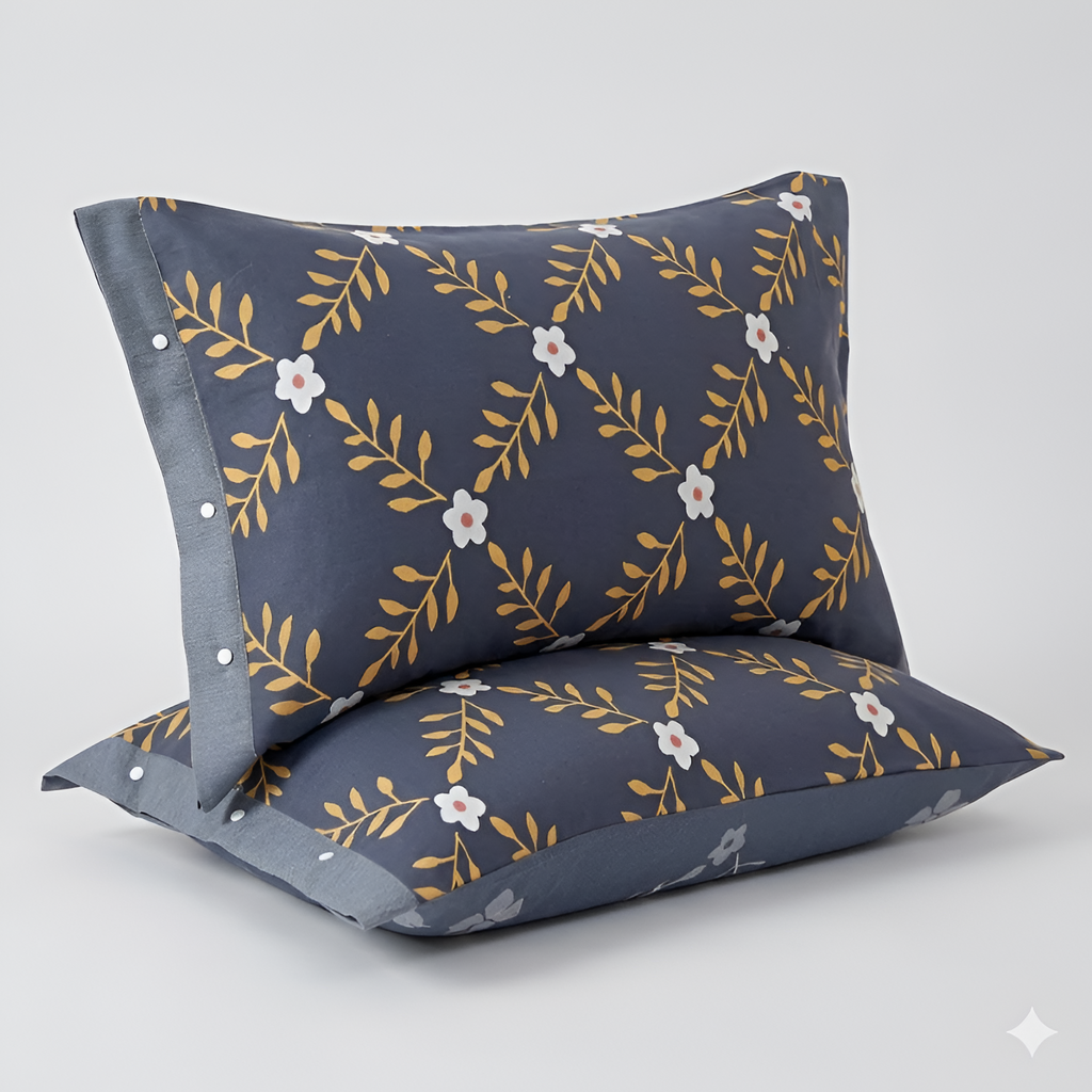 Funda de Almohada de Algodón Puro – Funda con Botones Decorativos