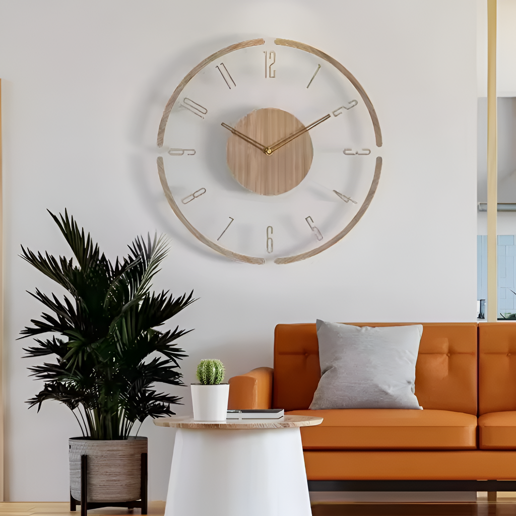 Reloj Pared Madera Minimalista - Flotante