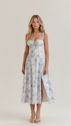 Vestido Midi Corte Línea A Para Mujer - Fiesta De Primavera En El Jardín