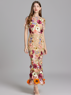 Vestido De Mujer De Manga Corta Bordado - Boda De Verano