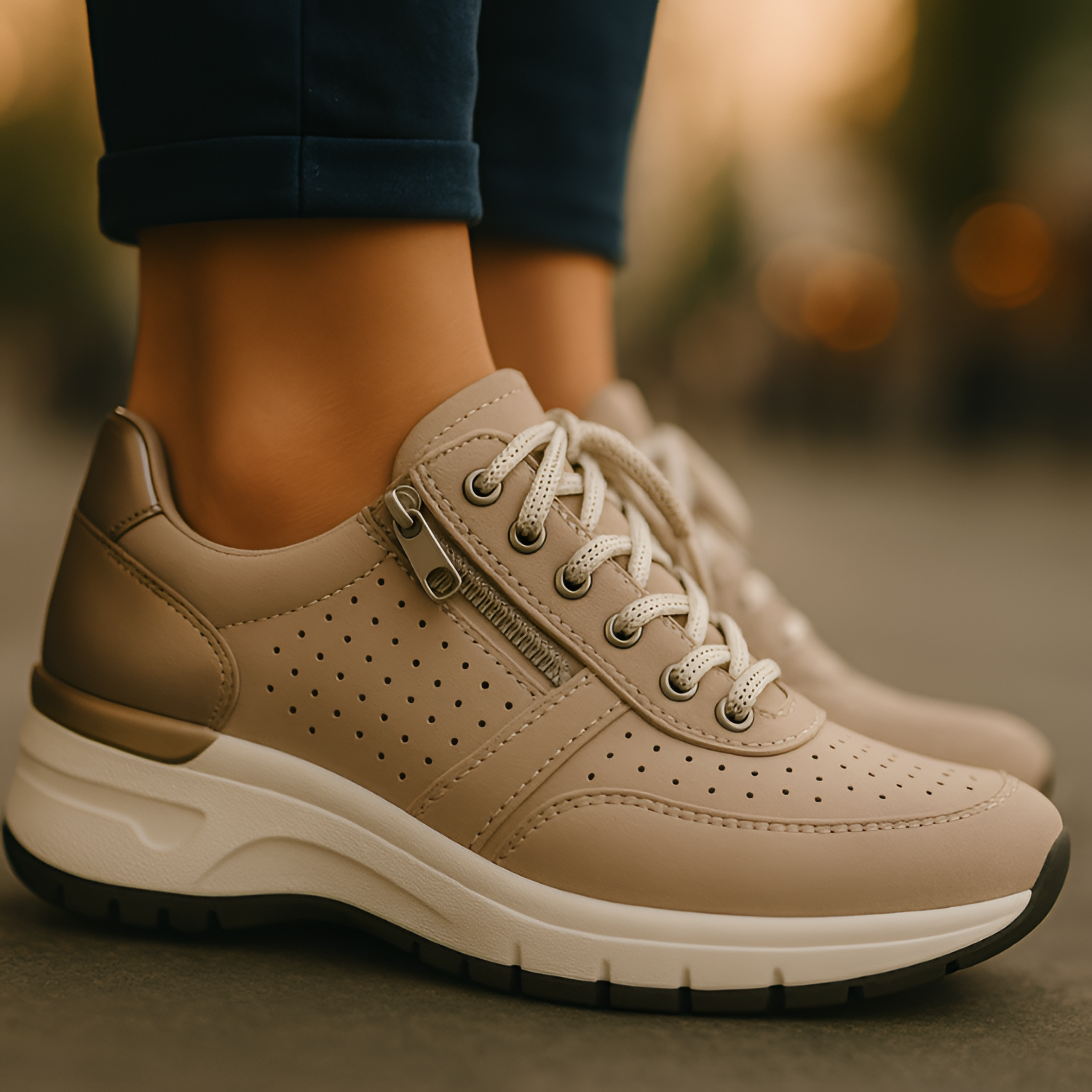 Tenis Para Mujer Con Cremallera Lateral Y Cordones - Brunch De Fin De Semana