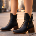 Botines de Tacón en Bloque con Cremallera para Mujer - Estilo Urbano