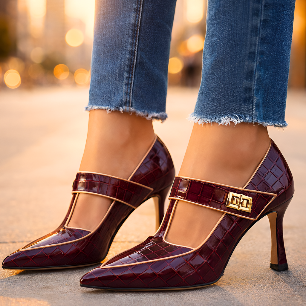 Zapatos De Salón De Mujer Con Punta Afilada Y Tacón Grueso - Para La Oficina