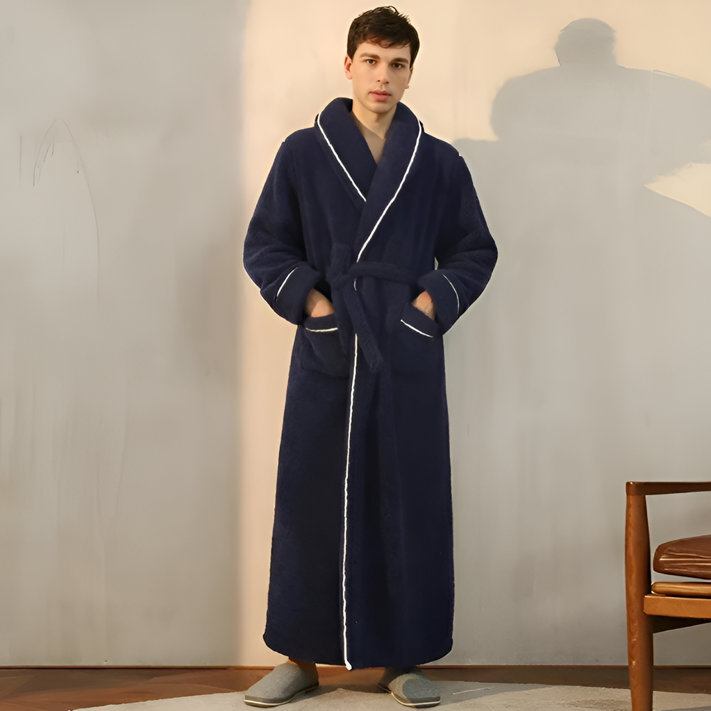 Bata Larga con Ribete de Contraste - Ropa de Dormir Unisex