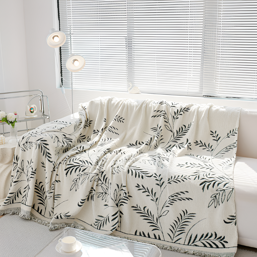 Funda de Sofá con Estampado Botánico - Manta Decorativa