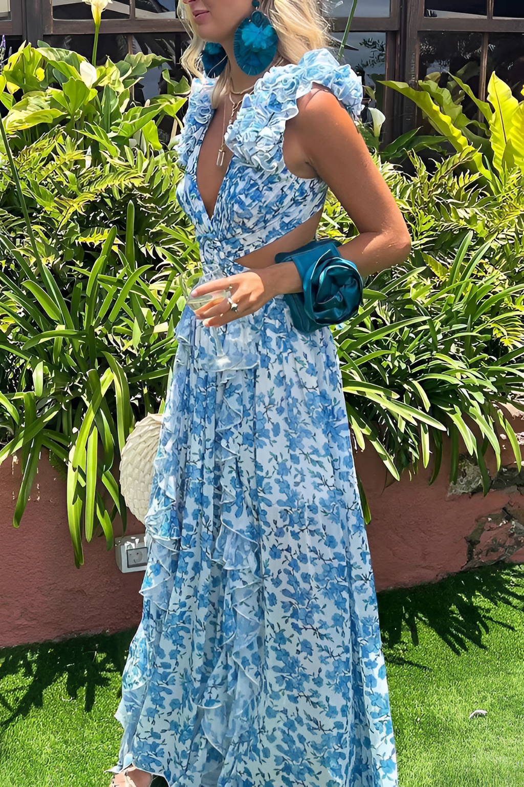 Vestido De Mujer Floral Cuello En V - Cenas En Resort