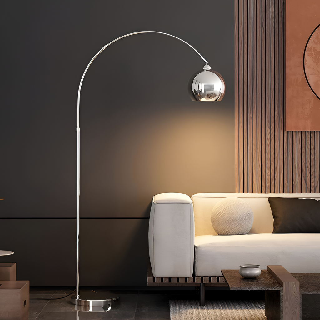 Lámpara de Pie de Arco Angulada Minimalista - Ajustable