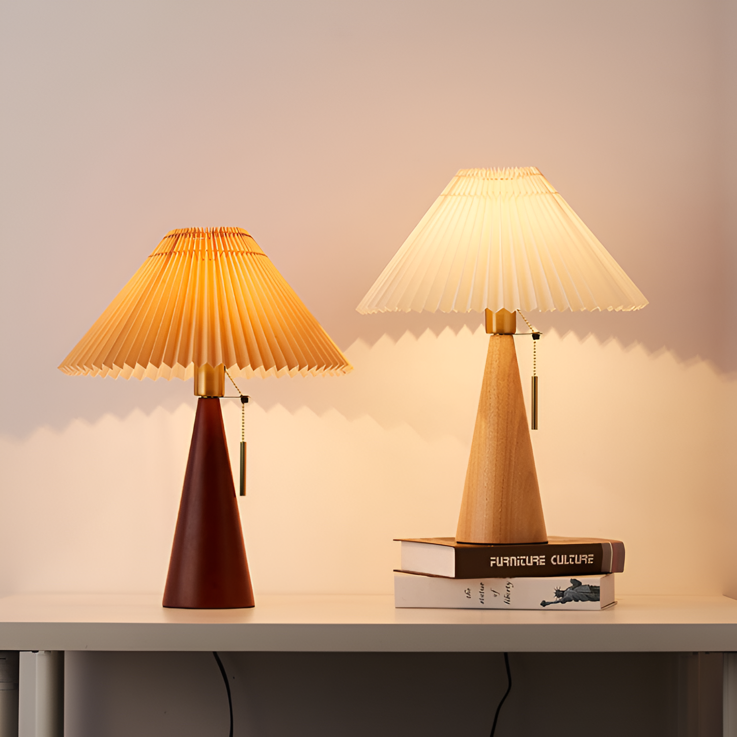 Lámpara de Mesa Plisada Minimalista - Regulable