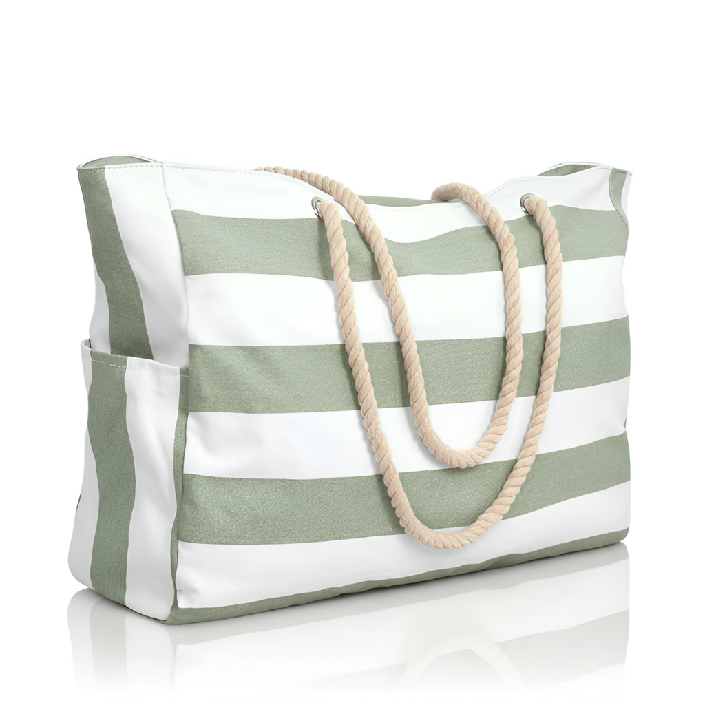 Bolsa de Lona a Rayas para Viaje y Playa - Amplia