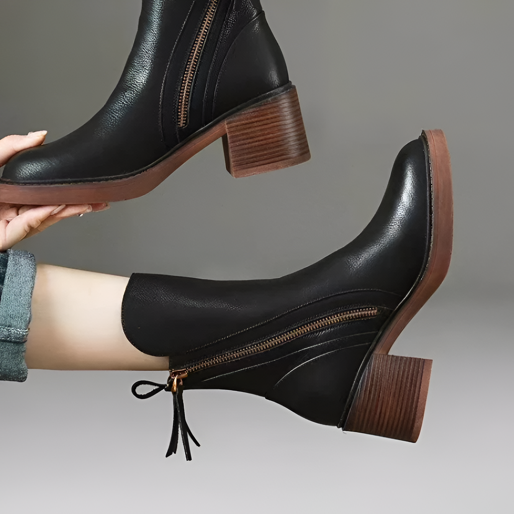 Botines de Tacón en Bloque con Cremallera para Mujer - Estilo Urbano