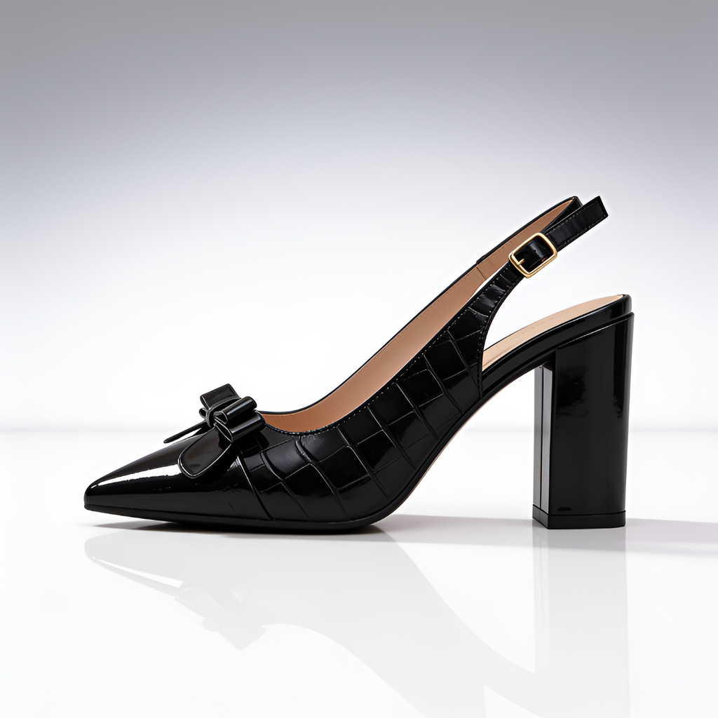 Zapatos de Tacón de Bloque con Punta en Punta y Correa Trasera para Mujer - Fiesta de Cóctel