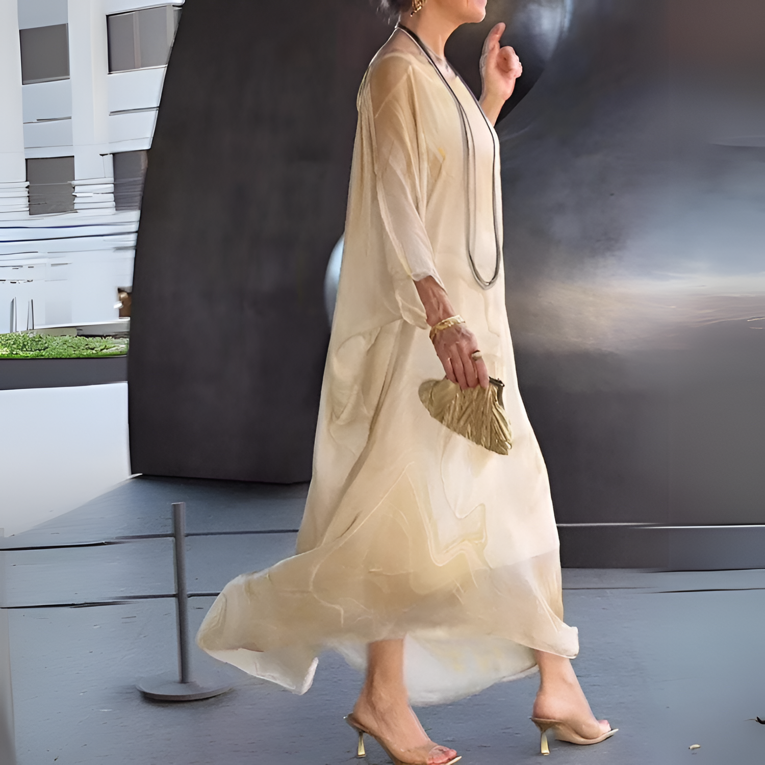 Vestido Largo Holgado Con Estampado Gráfico Para Mujer - Invitado a Una Boda