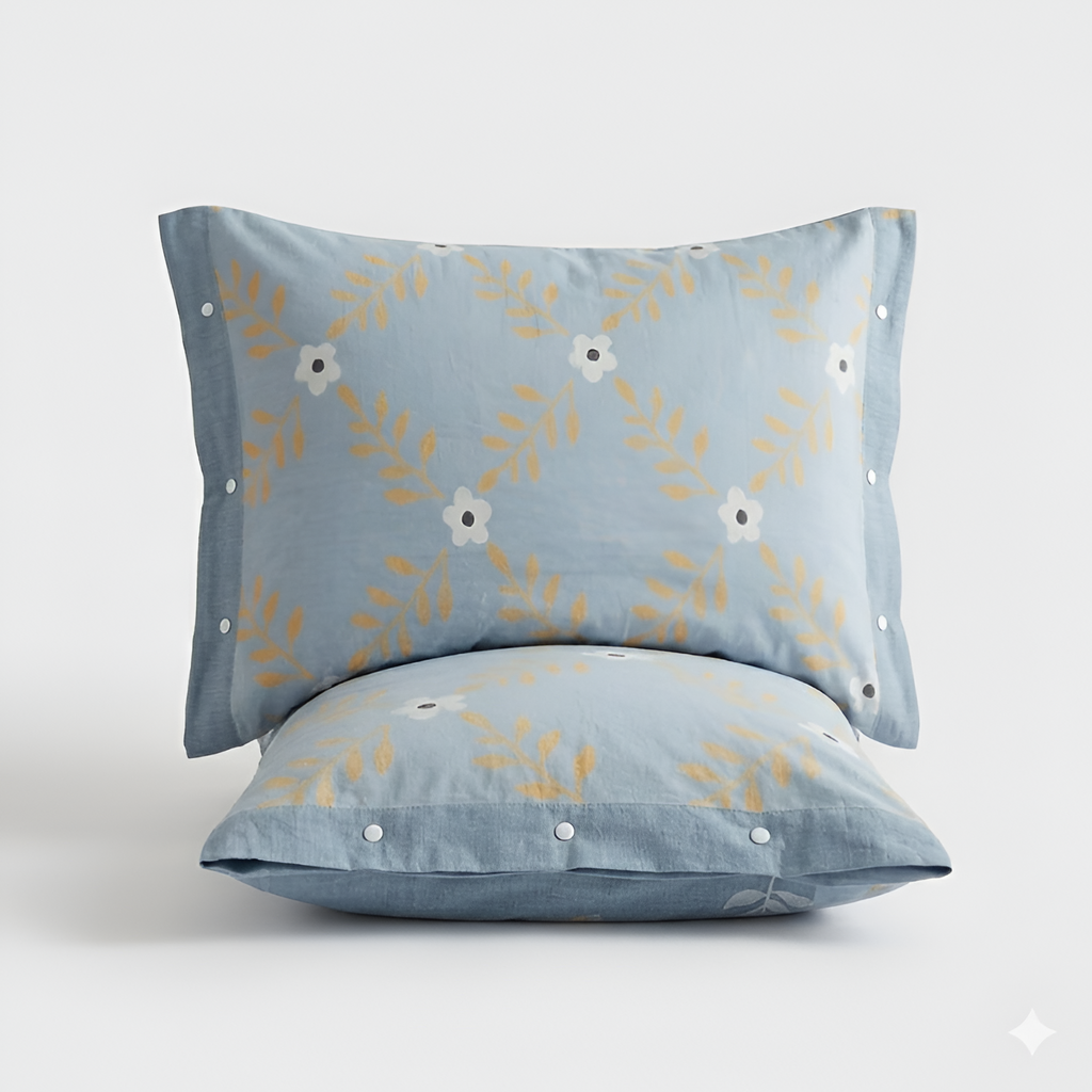 Funda de Almohada de Algodón Puro – Funda con Botones Decorativos