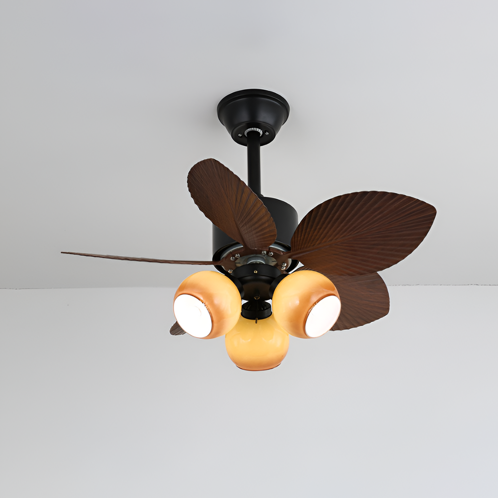 Ventilador de Techo con Hojas de Palma Tropical - Luz Integrada
