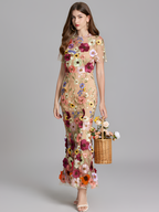Vestido De Mujer De Manga Corta Bordado - Boda De Verano