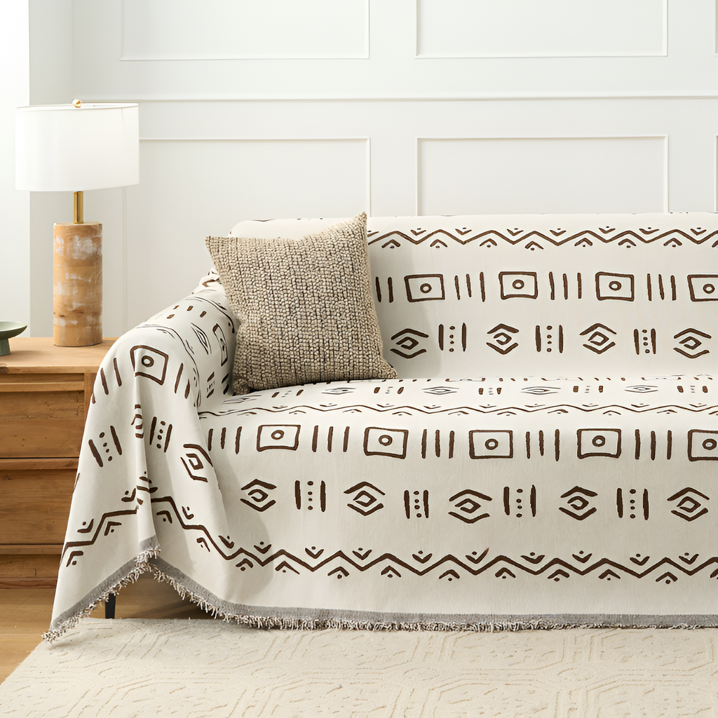 Manta Decorativa con Flecos - Cubresofá Estilo Tribal