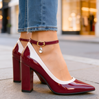 Zapatos De Tacón De Bloque Con Correa Al Tobillo Para Mujer - Ropa De Oficina