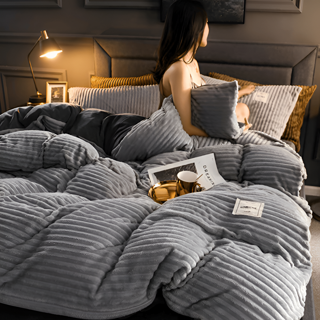 Juego de ropa de cama con textura acanalada - Extragrande