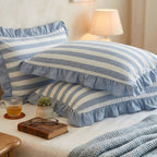 Fundas de Almohada de Encaje con Volantes – Fundas a Rayas Decorativas