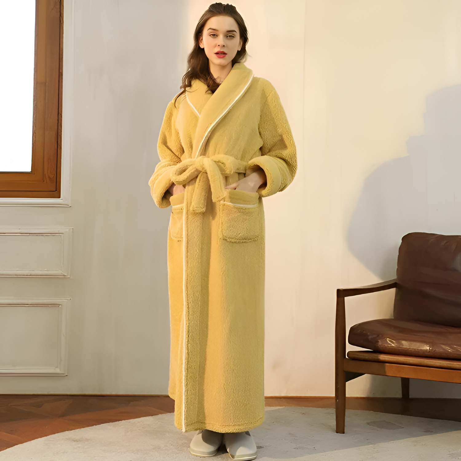 Bata Larga con Ribete de Contraste - Ropa de Dormir Unisex
