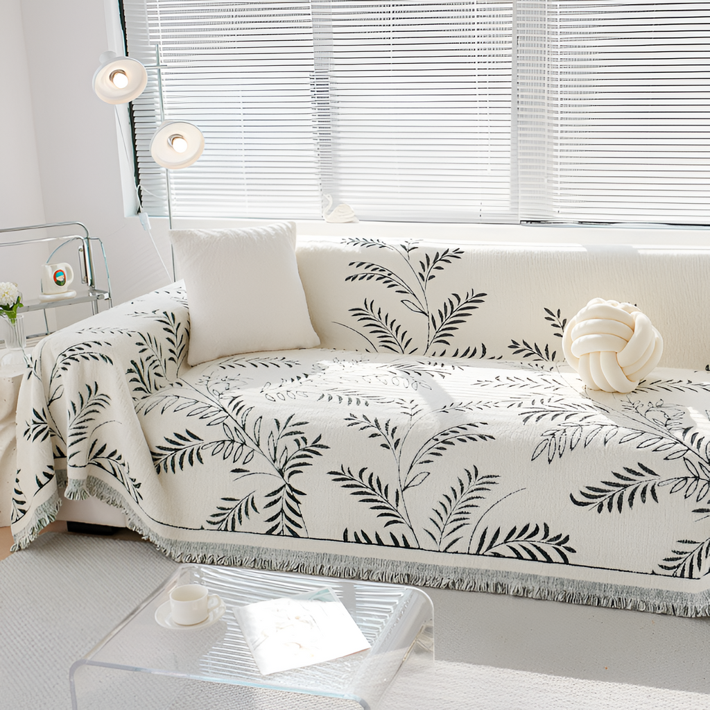 Funda de Sofá con Estampado Botánico - Manta Decorativa