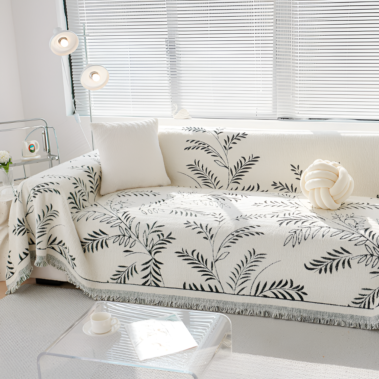 Funda de Sofá con Estampado Botánico - Manta Decorativa