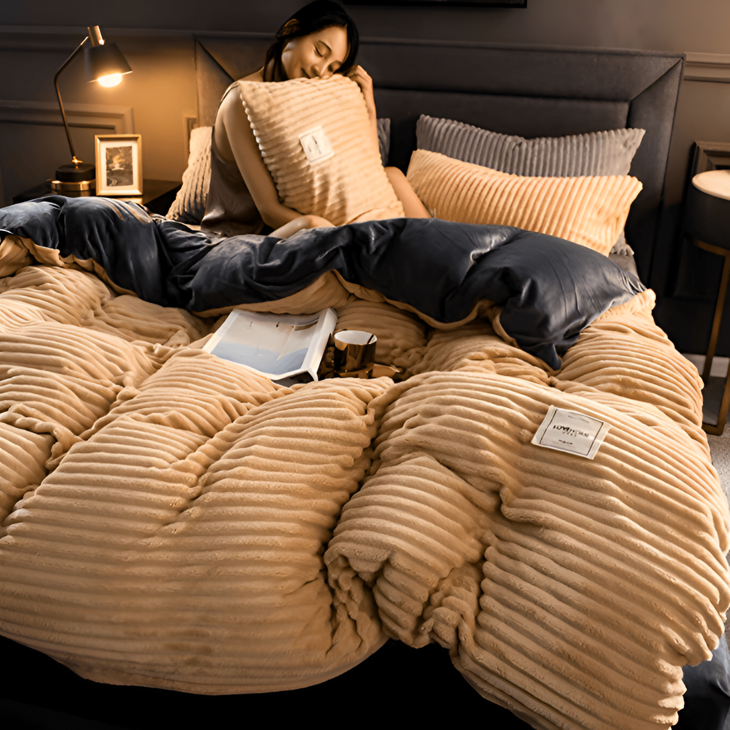 Juego de ropa de cama con textura acanalada - Extragrande