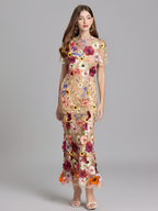 Vestido De Mujer De Manga Corta Bordado - Boda De Verano