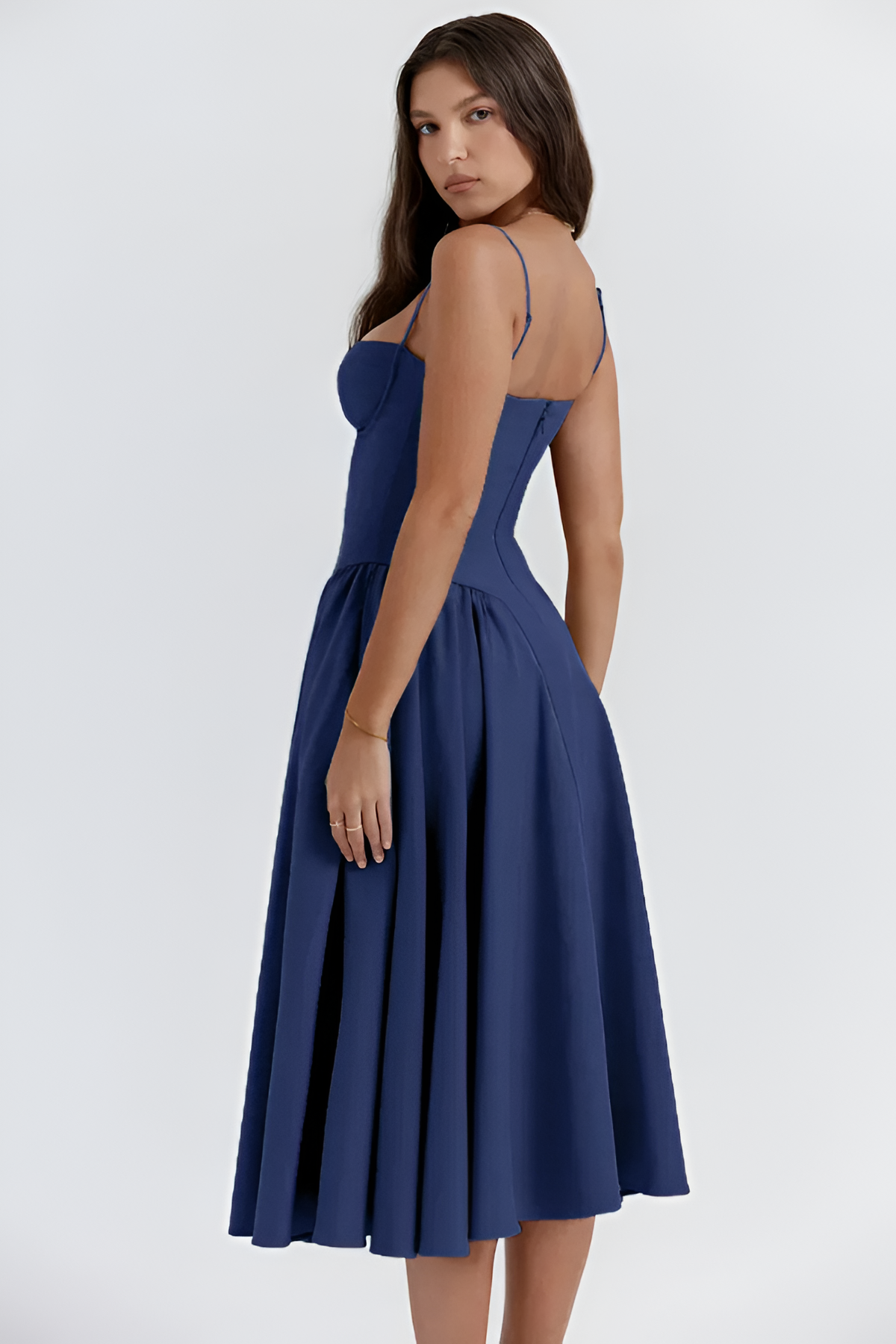 Vestido Midi Sólido Línea A Para Mujer - Fiesta De Jardín De Primavera
