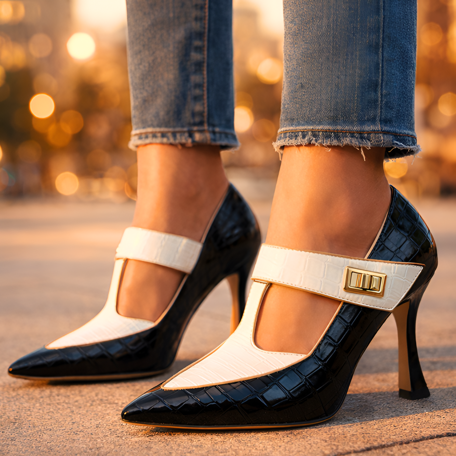 Zapatos De Salón De Mujer Con Punta Afilada Y Tacón Grueso - Para La Oficina