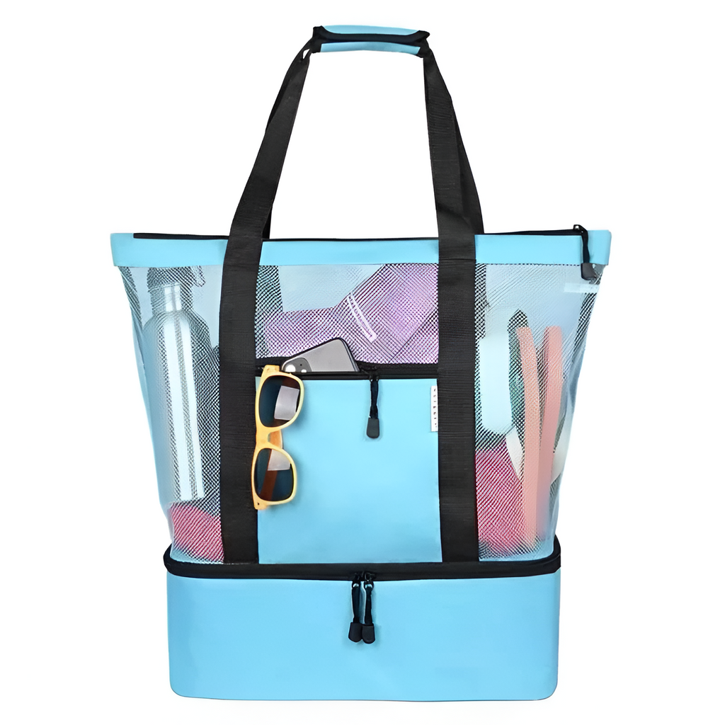 Bolsa de Playa de Malla con Nevera Aislante - Compartimento Doble