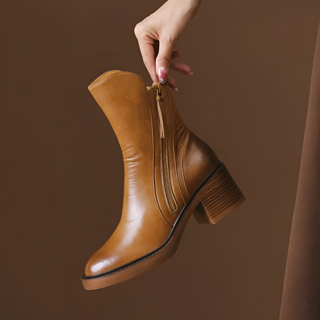 Botines de Tacón en Bloque con Cremallera para Mujer - Estilo Urbano