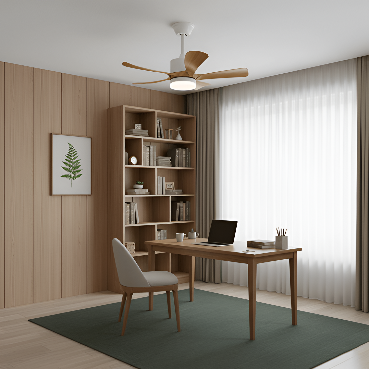 Ventilador de Techo con Aspas Curvas Minimalista - Regulable