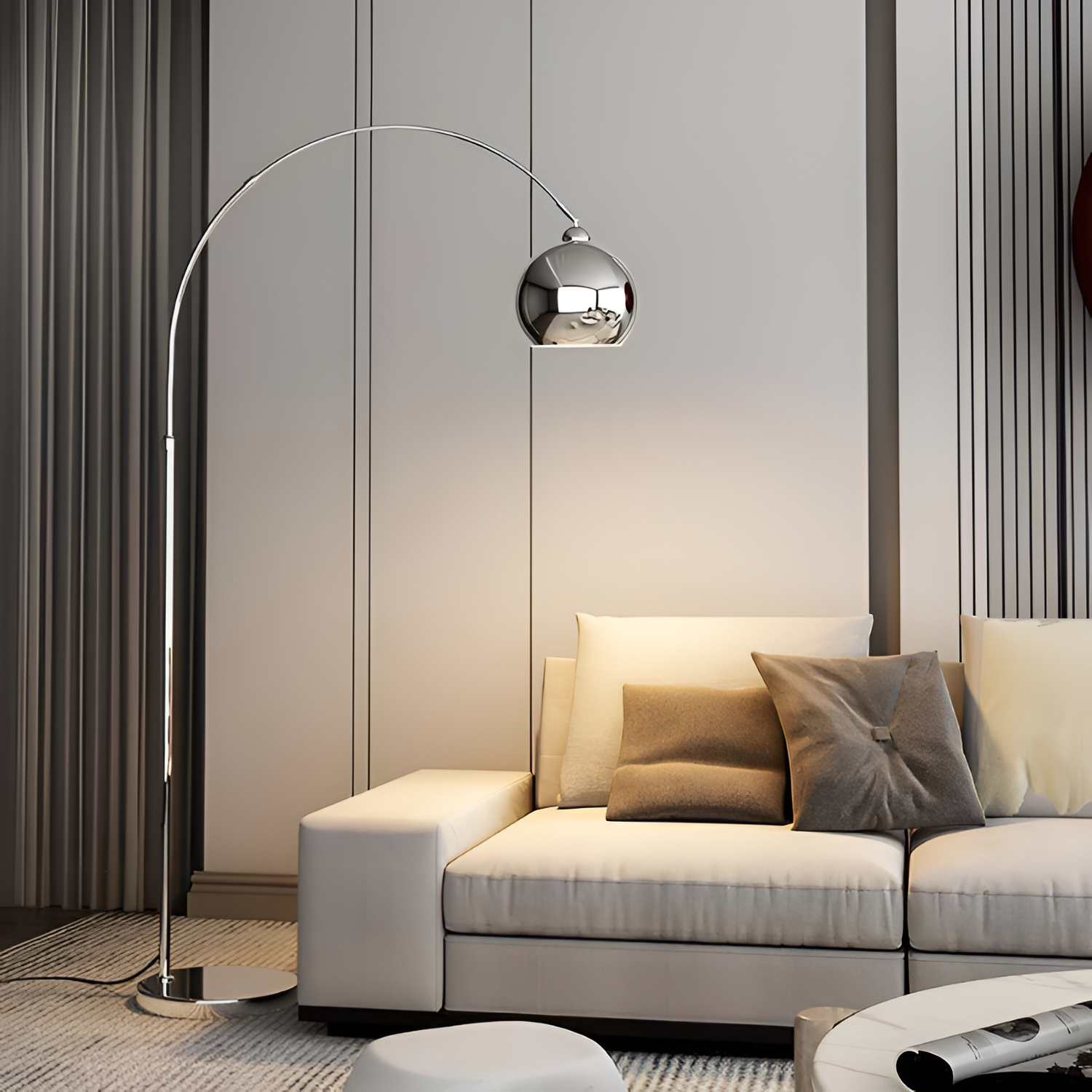 Lámpara de Pie de Arco Angulada Minimalista - Ajustable