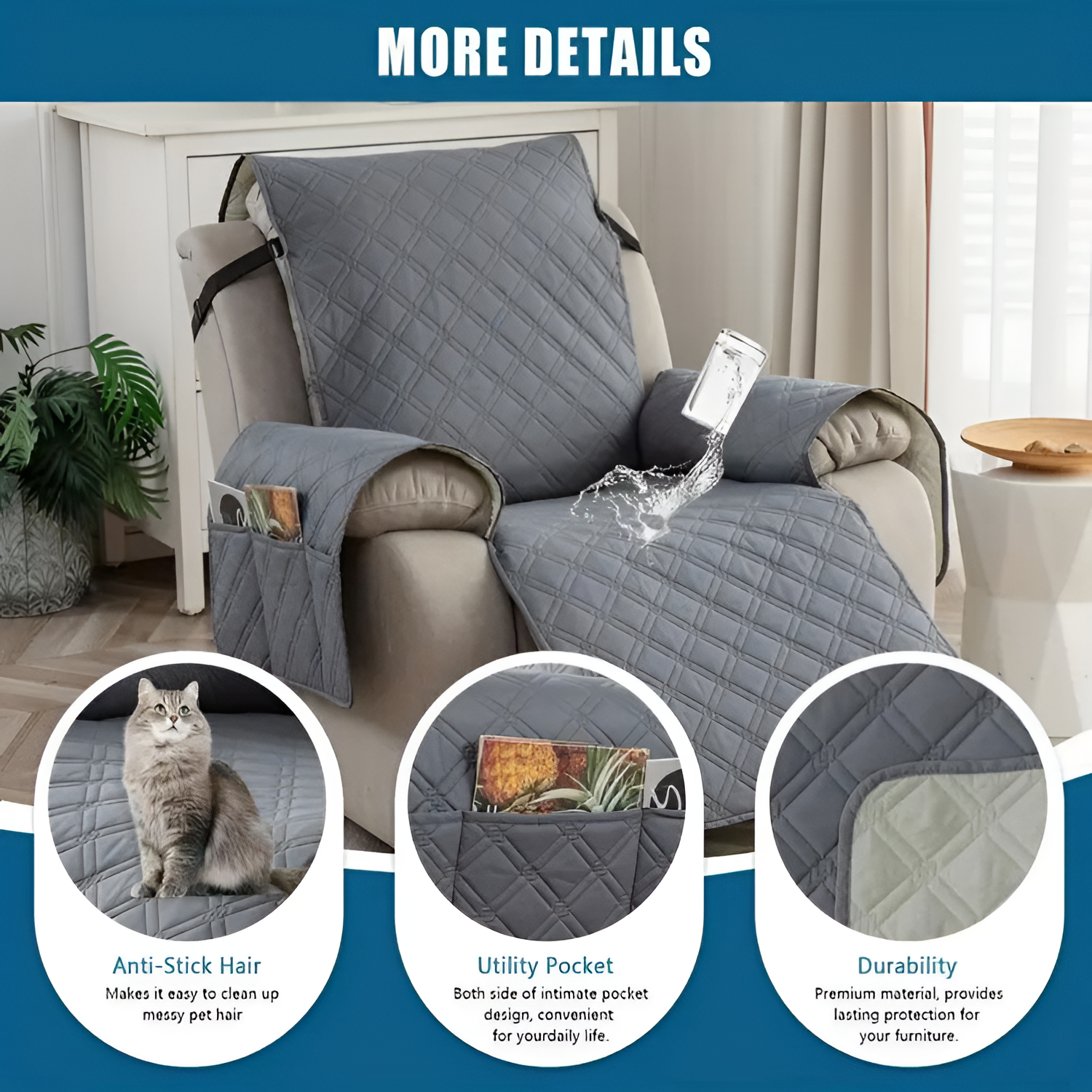 Funda Protectora Acolchada para Sillón - Diseño Reclinable