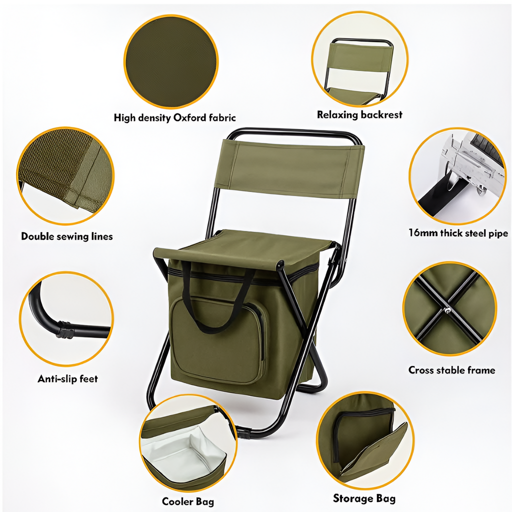 Silla de Camping Plegable con Nevera - Respaldo