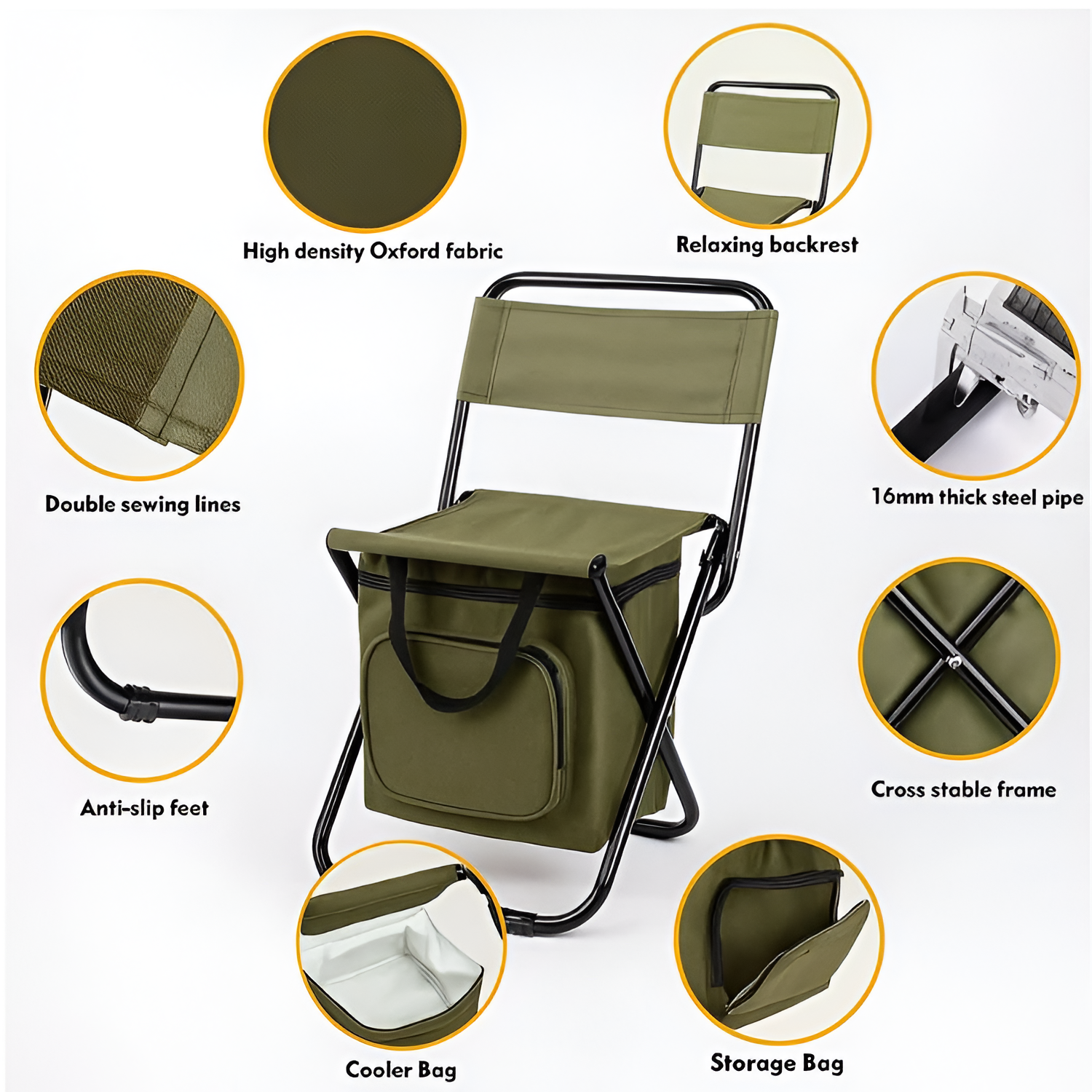 Silla de Camping Plegable con Nevera - Respaldo